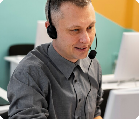 Worker at a call center.